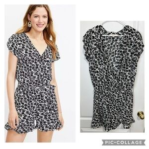 LOFT Floral Flutter Wrap Romper size 8